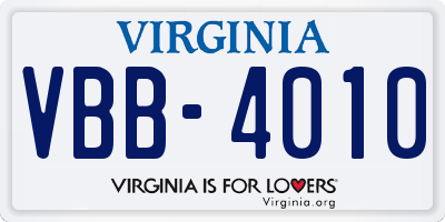 VA license plate VBB4010