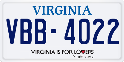 VA license plate VBB4022