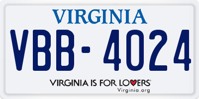 VA license plate VBB4024