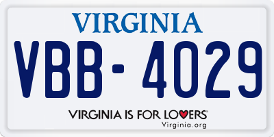 VA license plate VBB4029