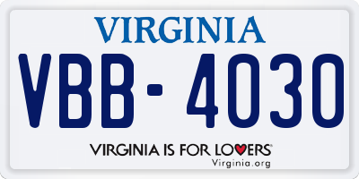 VA license plate VBB4030