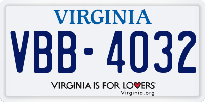 VA license plate VBB4032