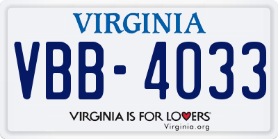 VA license plate VBB4033