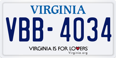 VA license plate VBB4034