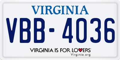 VA license plate VBB4036