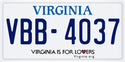 VA license plate VBB4037
