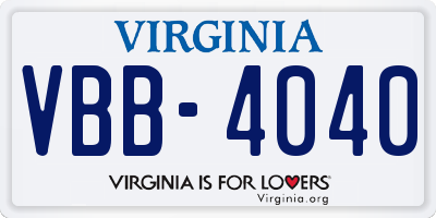 VA license plate VBB4040
