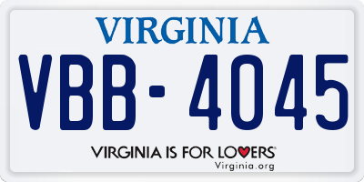 VA license plate VBB4045