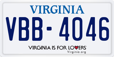 VA license plate VBB4046