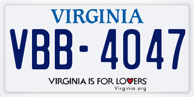 VA license plate VBB4047