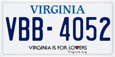 VA license plate VBB4052