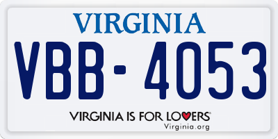 VA license plate VBB4053