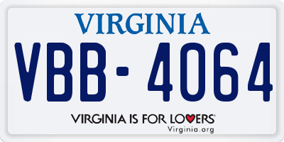 VA license plate VBB4064