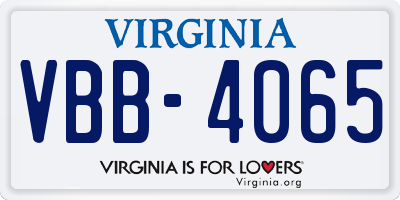 VA license plate VBB4065