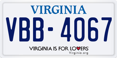 VA license plate VBB4067