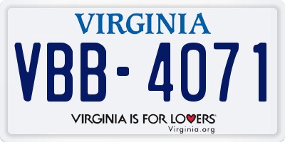 VA license plate VBB4071
