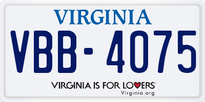 VA license plate VBB4075