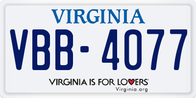 VA license plate VBB4077