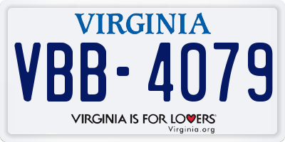VA license plate VBB4079