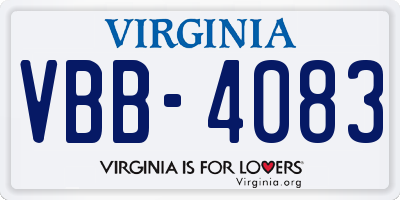 VA license plate VBB4083