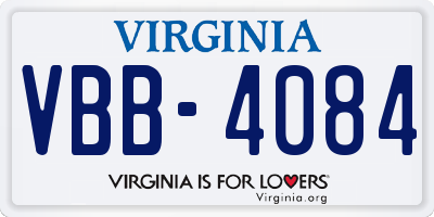 VA license plate VBB4084