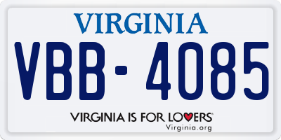 VA license plate VBB4085