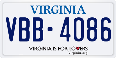 VA license plate VBB4086