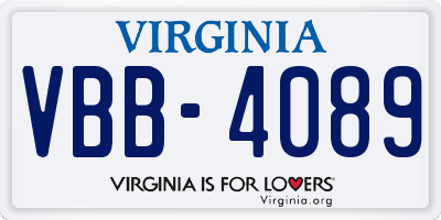 VA license plate VBB4089