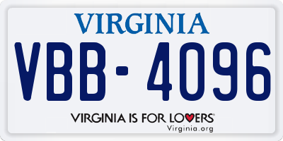VA license plate VBB4096