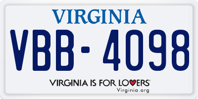 VA license plate VBB4098