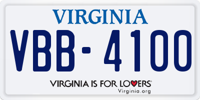 VA license plate VBB4100
