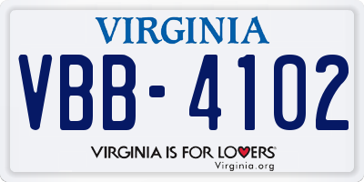 VA license plate VBB4102