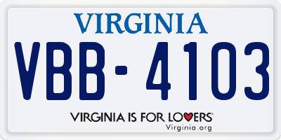 VA license plate VBB4103
