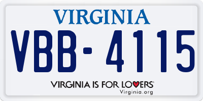 VA license plate VBB4115