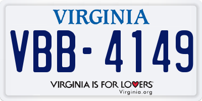 VA license plate VBB4149