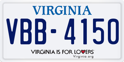 VA license plate VBB4150