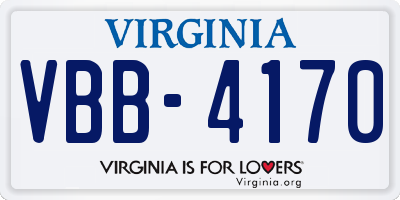 VA license plate VBB4170