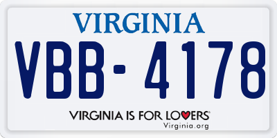 VA license plate VBB4178