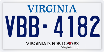 VA license plate VBB4182