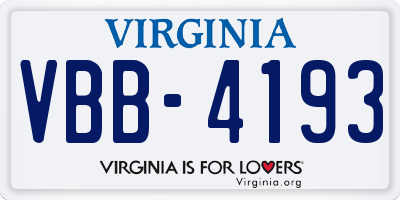 VA license plate VBB4193