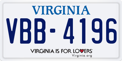 VA license plate VBB4196
