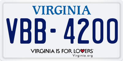 VA license plate VBB4200
