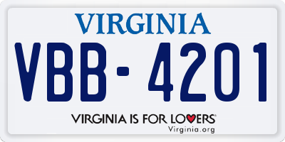 VA license plate VBB4201