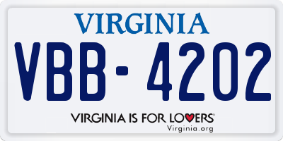 VA license plate VBB4202