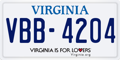 VA license plate VBB4204