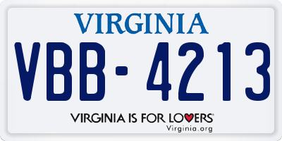 VA license plate VBB4213