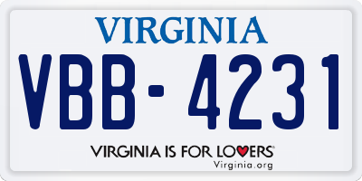 VA license plate VBB4231