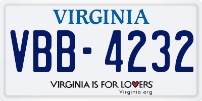 VA license plate VBB4232