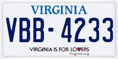 VA license plate VBB4233