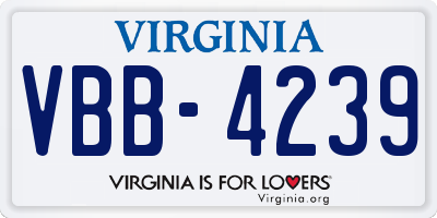 VA license plate VBB4239